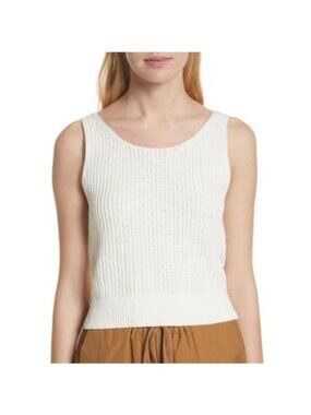 Vince Ivory Crossover V-Back Scoop Neck Sweater Tank